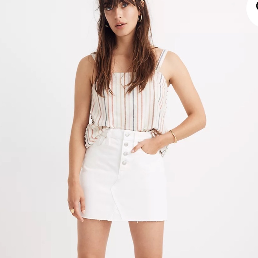 Madewell button front denim skirt